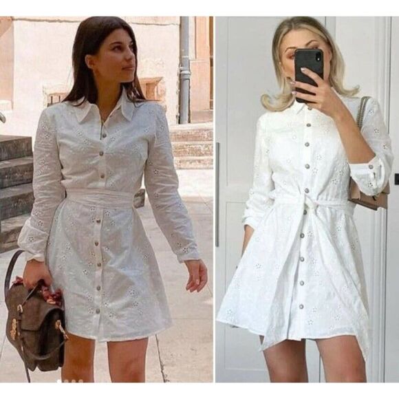 ZARA Openwork Eyelet Embroidered Short Belted - Picture 5 of 7